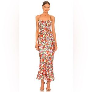 Saloni Mimi Long Dress in Papaya